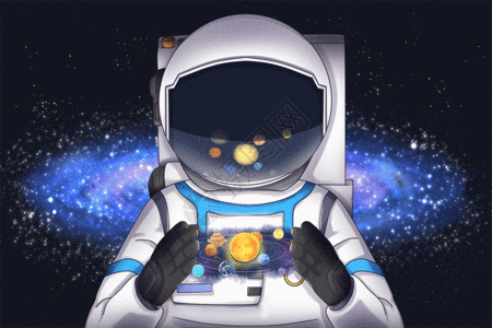 孤舟航天日宇宙中的宇航员GIF高清图片