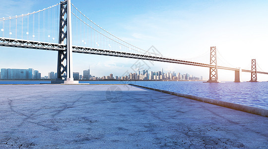 大桥3D城市大气背景设计图片
