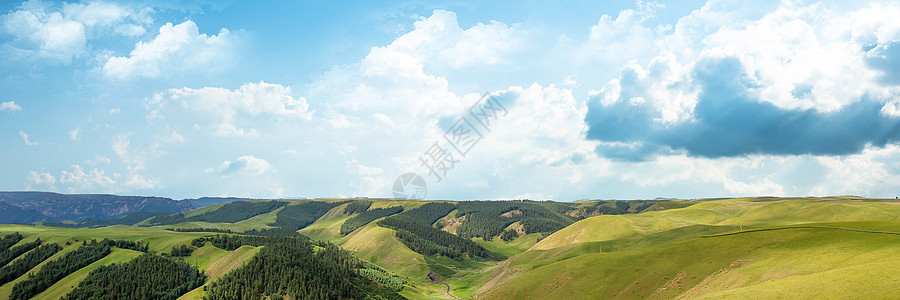 小清新风景草地天空背景设计图片