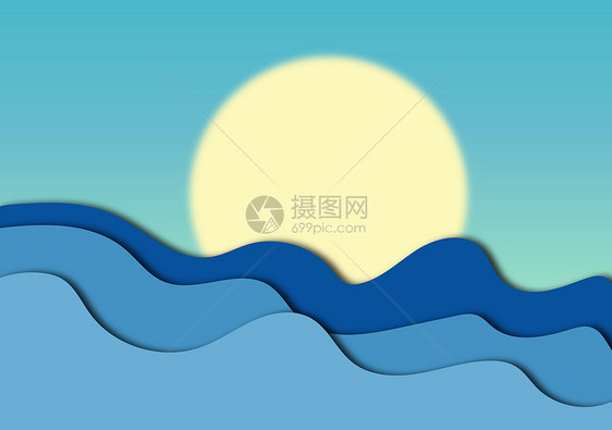 剪纸风夏日背景图片