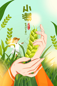 小满节气手绘插画高清图片