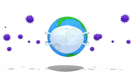 全球防疫地球口罩高清图片