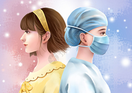 抗战疫情护士节插画