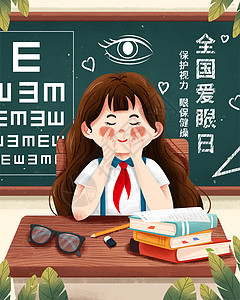 全国爱眼日教室里做眼保健操学生插画图片