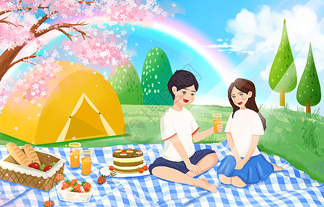 夏日野餐夏日彩虹高清图片