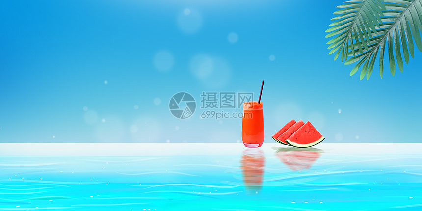 夏日小清新简约水果饮料背景图片