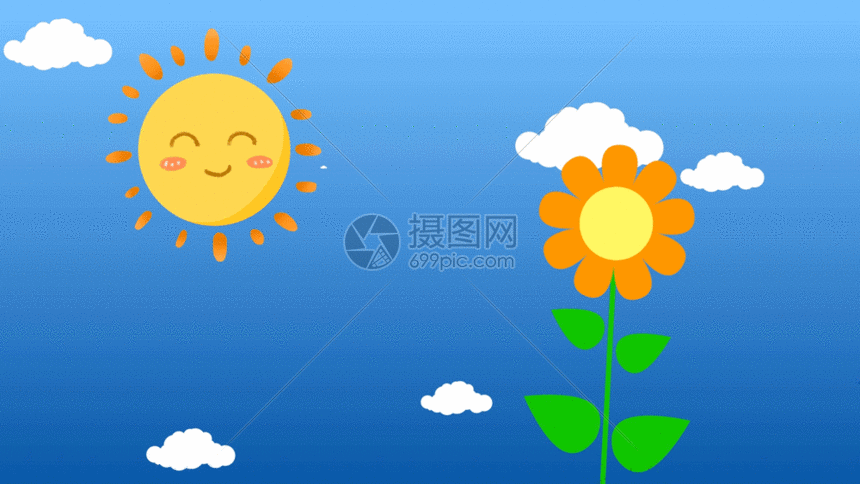 儿童太阳小花卡通背景GIF图片