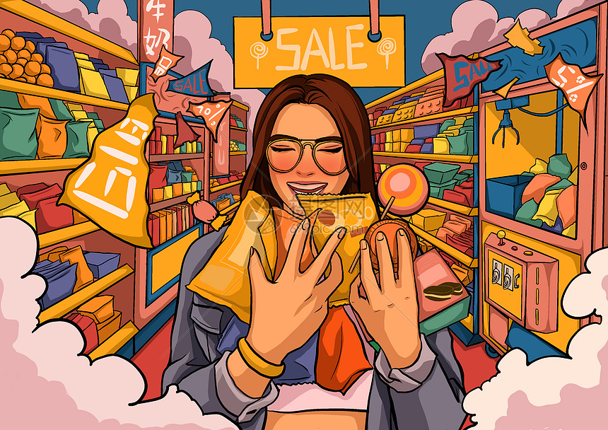 618零食插画图片下载-正版图片401745721-摄图网