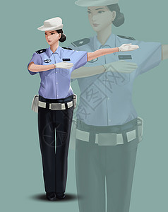 警察帽子女交警插画