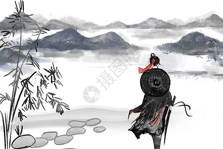 水墨古风大侠图片素材