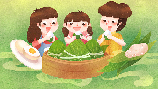端午节吃粽子插画图片