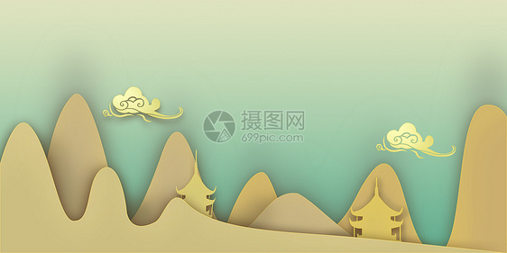 中国风立体山水背景图片