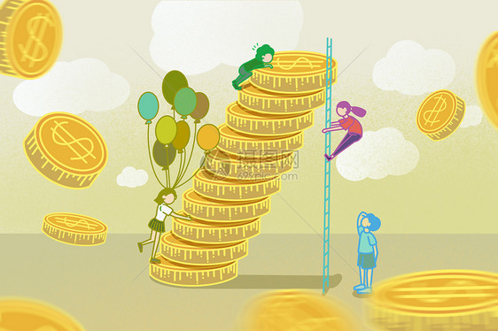 金融投资金币插画图片