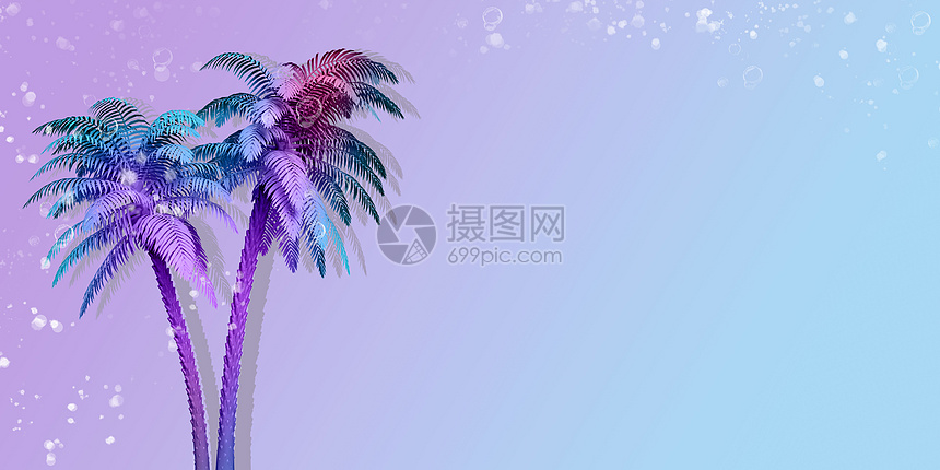 小清新夏季渐变椰树背景图片