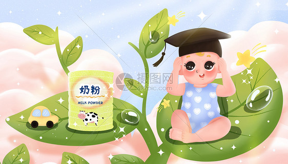 婴儿奶粉插画图片
