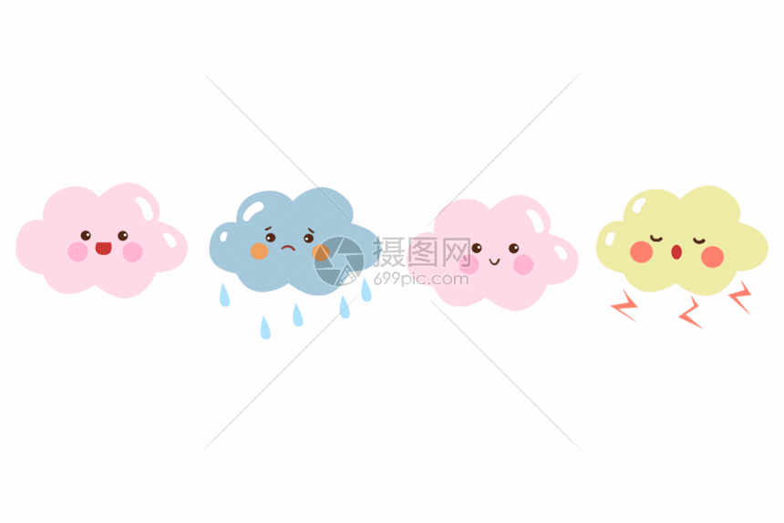 手绘卡通云朵分割线花边gif