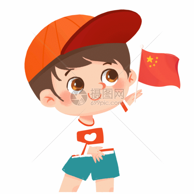 拿着国旗的男孩gif动图图片-正版gif素材401775679-摄
