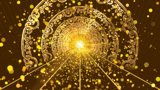 异形拱门粒子4k大气金色节气穿梭年会背景GIF高清图片