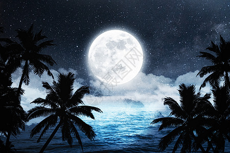 海边月亮皓月当空设计图片
