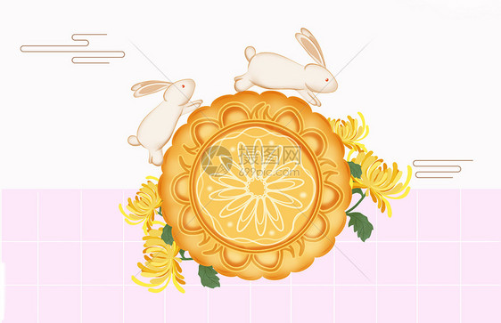 中秋节月饼和兔子图片