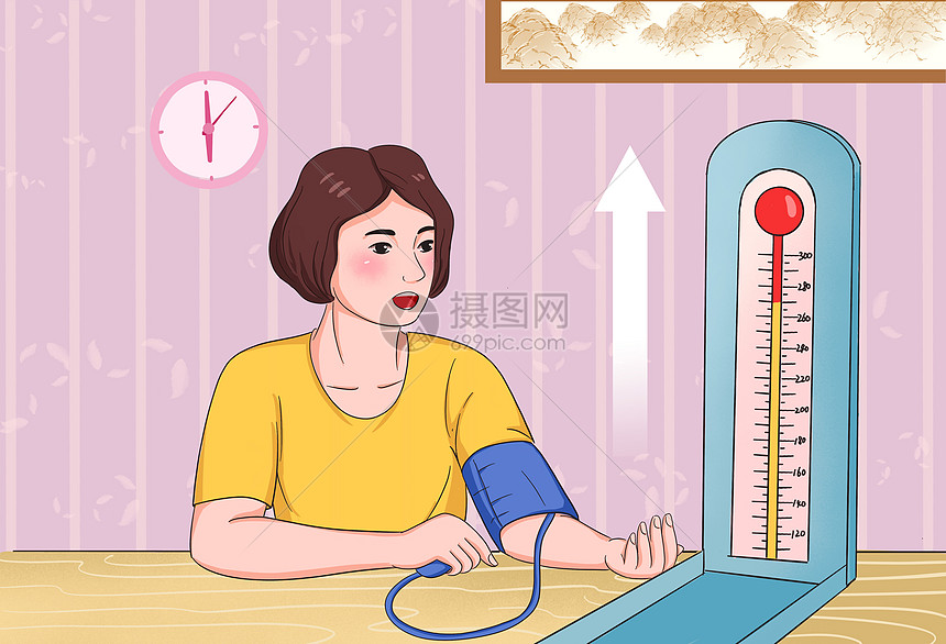 量血压血压高医疗插画图片