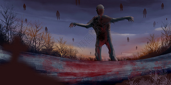 僵尸围城的万圣节之夜背景图片