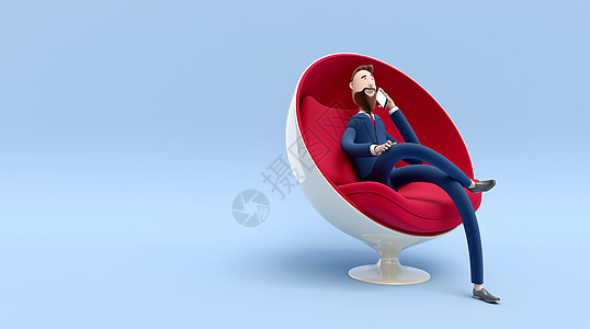 西装凳子商务主题3D人物插画设计图片