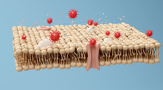 3D脂肪蛋白质细菌场景背景图片