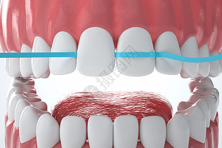 牙线清洁牙齿背景图片