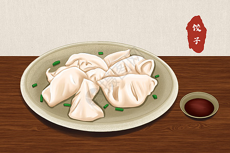 立冬之饺子插画图片