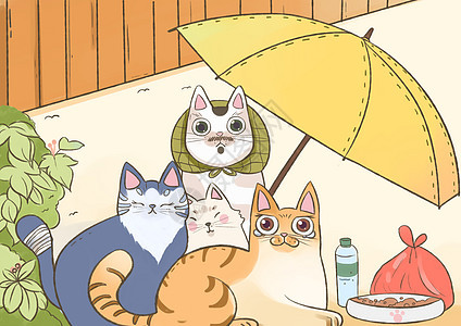关爱流浪猫保护动物公益插画图片