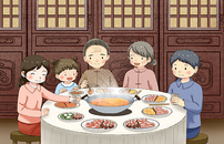 冬至一家人一起吃火锅图片