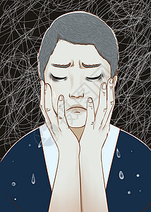 抑郁症患者心理健康插画图片