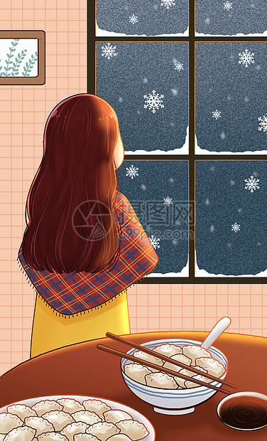 冬天吃饺子赏雪图片