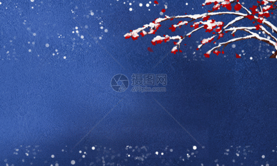 蓝色唯美立冬传统二十四节气海报GIF图片