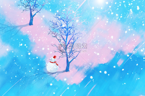 大雪唯美插画图片