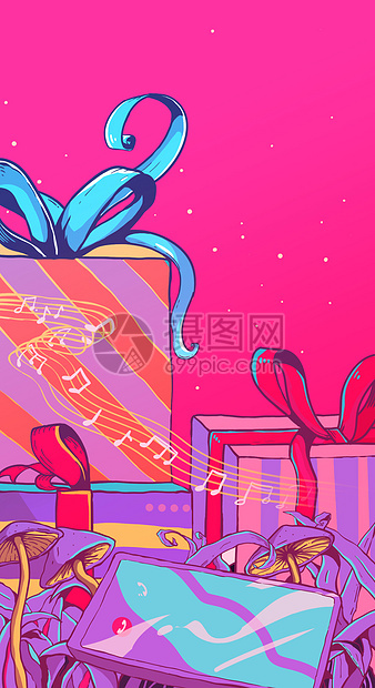 购物节礼物盒竖版插画图片