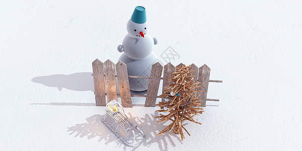 3D雪人场景图片
