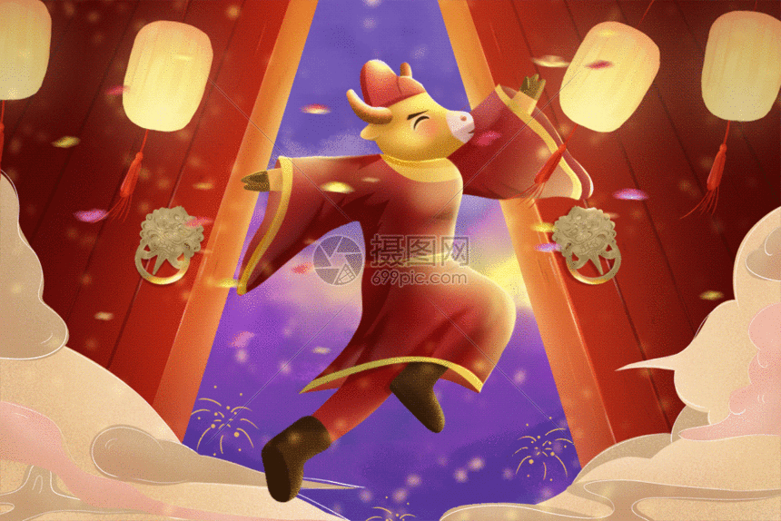 2021牛年元旦跨年gif动图图片-正版gif素材401872173-摄图网