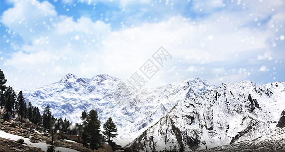 冬天雪山背景图片