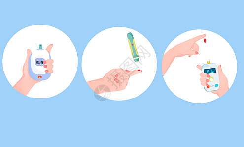 医疗器械血糖仪测试使用插画