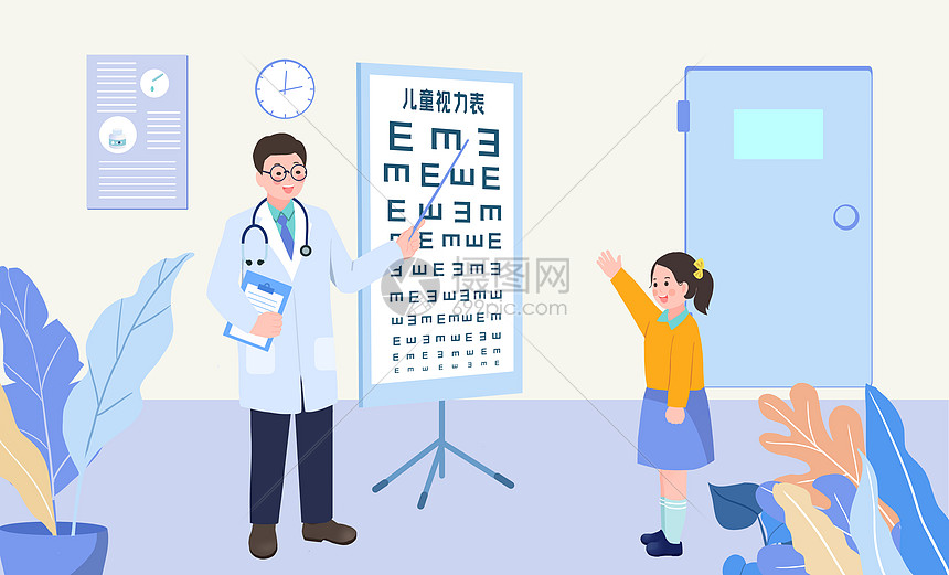 医生给儿童做视力检查