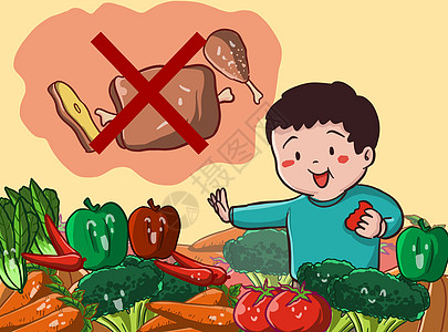 国际素食日插画背景图片