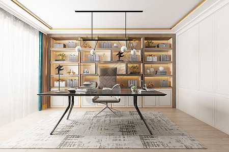北欧最新书房模型设计背景图片