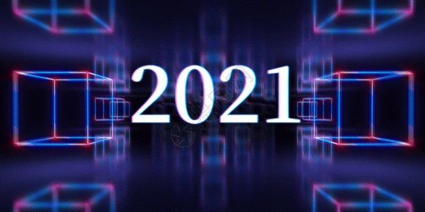 科技生活展板蓝色科技风2021企业年会GIF高清图片