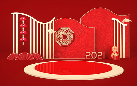 古典红色春节新年背景设计图片