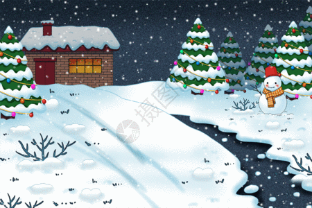 送礼物插画滑雪送礼物的圣诞老人GIF高清图片