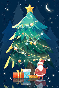 圣诞树和圣诞老人手机壁纸图片
