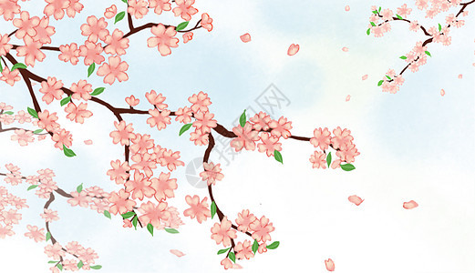 桃花朵朵开立春节气插画图片