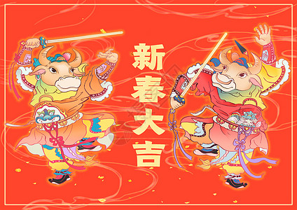 新年门神春节喜庆高清图片